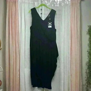 NWT RebelWilsonXAngels black knit wrap dress Size 1X Item# 6M